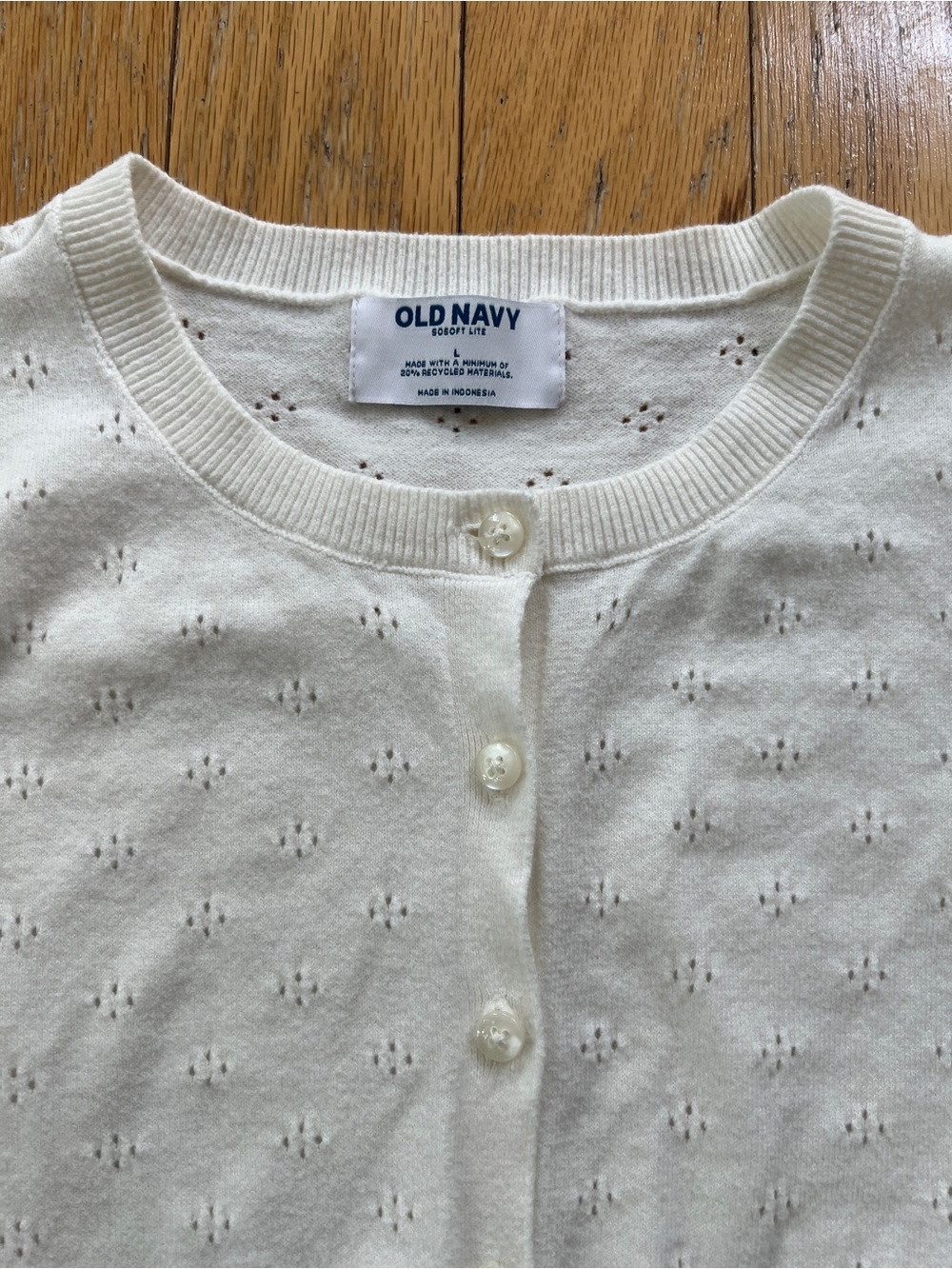 Old Navy Women's Cream Eyelet Button-Front Cardigan - Picture 2 of 6